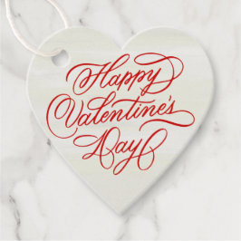 Etiquetas Para Recuerdos Happy Valentines Day Red Calligraphy Design 