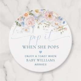 Etiquetas Para Recuerdos Hargrove Blue Floral Baby Shower Pop It