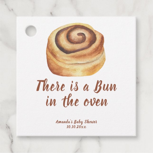 Etiquetas Para Recuerdos Hay un bollo en el horno Baby Shower (Anverso)
