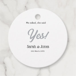 Etiquetas Para Recuerdos He asked she said yes engagement simple silver dat