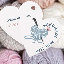 Etiquetas Para Recuerdos Hecha a mano con amor - Yarn en forma de corazón y