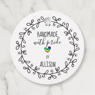 Etiquetas Para Recuerdos Hecho a mano con el orgullo de artista arcoiris de
