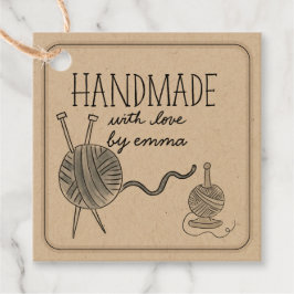 Etiquetas Para Recuerdos Hechos a mano con amor Knitn Yarn Gracias Kraft