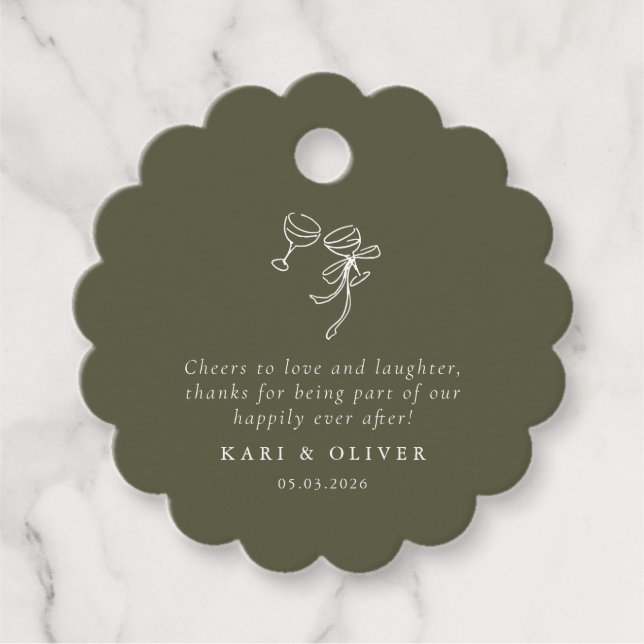 Etiquetas Para Recuerdos HEIDI Olive Green Boda (Anverso)