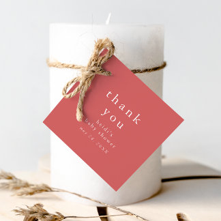 Etiquetas Para Recuerdos HEIDI Red Boho Rustic Simple Baby Shower Gracias