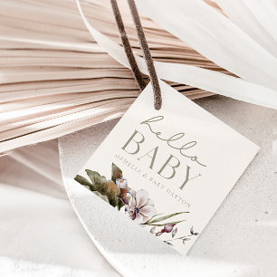 Etiquetas Para Recuerdos HELLO BABY Bienvenida Minimalista de Sage y Marf