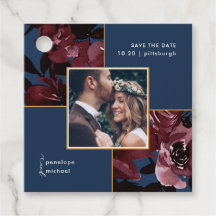 Hermosa acuarela Floral Azul y Boda Rojo