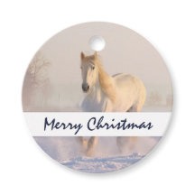 Hermosa Gallopaje de Caballo Blanco en la Navidad