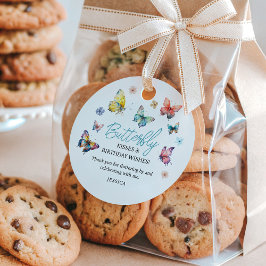 Etiquetas Para Recuerdos Hermosa mariposa acuarela Chica cumpleaños