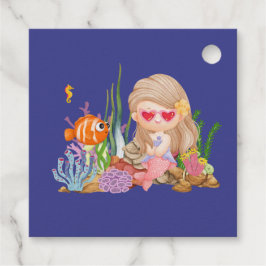 Etiquetas Para Recuerdos Hermosa sirena BRUNET HAIR jugando en el mar