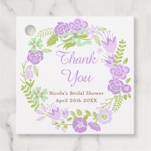 Etiquetas Para Recuerdos Hermoso Aro Floral Púrpura para Despedida de Solte