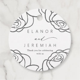 Etiquetas Para Recuerdos Hermoso Boda Floral Negro Gracias