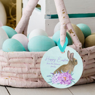 Etiquetas Para Recuerdos Hermoso Conejo Pastel Fiesta Floral de Pascua