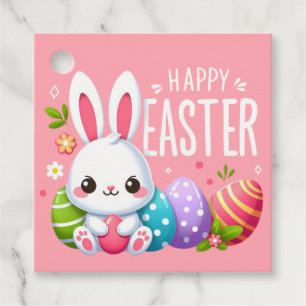 Etiquetas Para Recuerdos Hermoso lindo, rosa y feliz Pascua