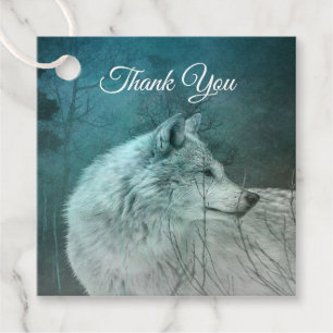 Etiquetas Para Recuerdos Hermoso lobo gris en un bosque oscuro gracias
