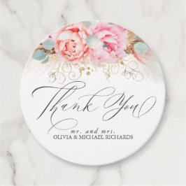 Etiquetas Para Recuerdos Hierba de Pampas y Flores Rosadas Gracias