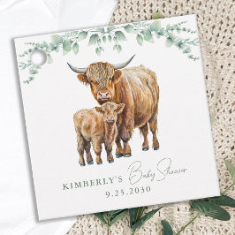 Etiquetas Para Recuerdos Highland Cow Boho Greenery Sage Baby Shower