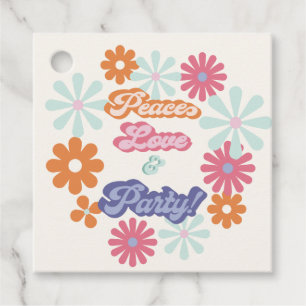 Etiquetas Para Recuerdos Hippie 1960's 1970's Paz Amor y Fiesta de Cumpleañ