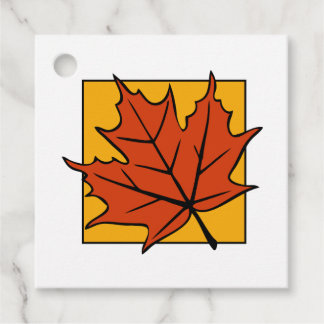 Etiquetas Para Recuerdos Hoja de Arce de Otoño Naranja Oscuro