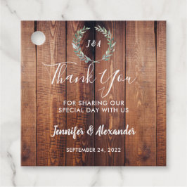 Etiquetas Para Recuerdos Hojas de color de agua monograma de madera rústica