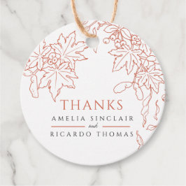 Etiquetas Para Recuerdos Hojas de otoño dibujando naranja boda gracias