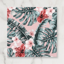 Etiquetas Para Recuerdos Hojas Florales Tropicales Hibisco Flores Florales