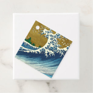 Etiquetas Para Recuerdos Hokusai Big Wave Océano vintage de Japón
