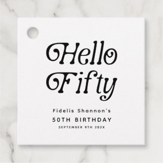 Etiquetas Para Recuerdos Hola 50 Retro Fiesta de Cumpleaños
