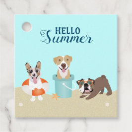 Etiquetas Para Recuerdos Hola Naranja azul de perros de playa de verano
