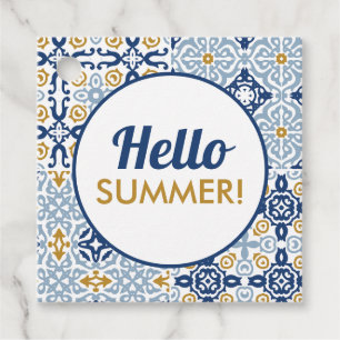 Etiquetas Para Recuerdos Hola Summer Amalfi Tile Blue Yellow Cookie