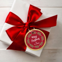 Holiday Folk Wreath Gift Favor Tags