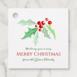 Etiquetas Para Recuerdos Holly y bayas rojas Navidades de acuarelas sueltas