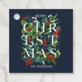 Etiquetas Para Recuerdos Holly Y Greenery Feliz Navidad