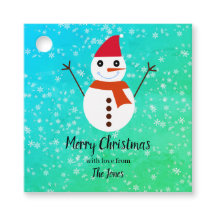 Hombre de nieve azul y verde con Navidades de niev