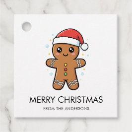 Etiquetas Para Recuerdos Hombre de pan de jengibre con Navidades de Santa H