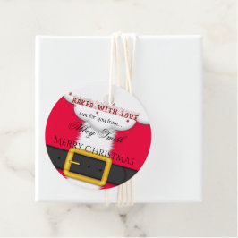 Etiquetas Para Recuerdos Horneado con Amor Santa Claus Feliz Navidad