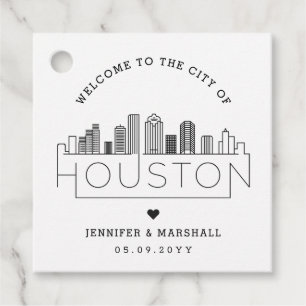 Etiquetas Para Recuerdos Houston, Texas Skyline Boda Favor De La Bienveni