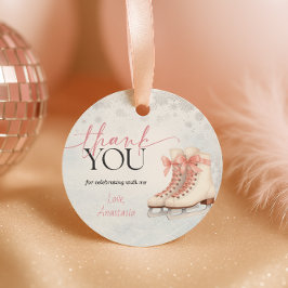 Etiquetas Para Recuerdos Ice Skating Teen Birthday Favor Tag - Pink Bow