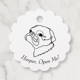Etiquetas Para Recuerdos Ilustracion de dibujo de líneas personalizable Pug