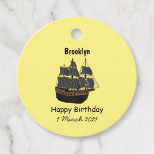 Etiquetas Para Recuerdos Ilustracion de personalizado de buques piratas