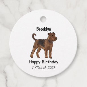Etiquetas Para Recuerdos Ilustracion de personalizado de perro Airedale ter