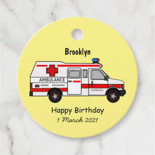 Etiquetas Para Recuerdos Ilustracion personalizado de ambulancia