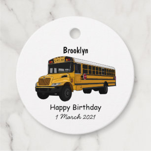 Etiquetas Para Recuerdos Ilustracion personalizado de autobús escolar