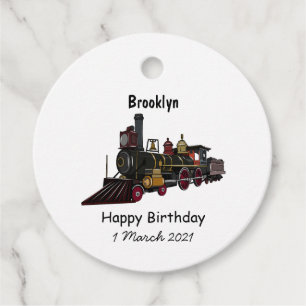 Etiquetas Para Recuerdos Ilustracion personalizado de locomotora de vapor