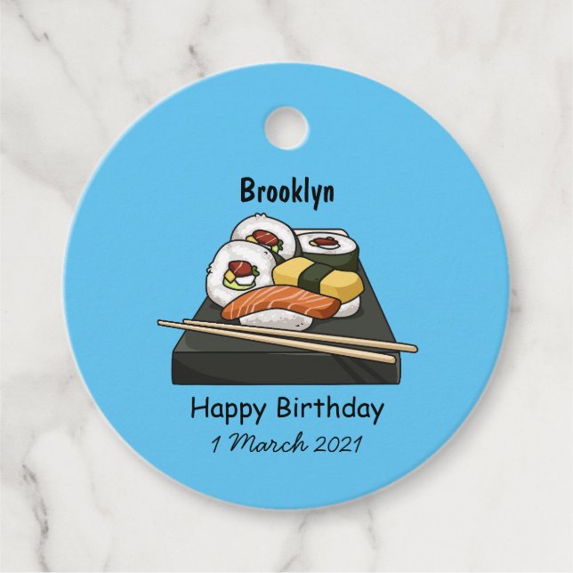 Etiquetas Para Recuerdos Ilustracion personalizado Sushi (Anverso)