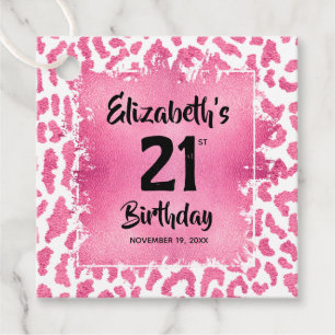 Etiquetas Para Recuerdos Impresión de leopardo rosa 21 cumpleaños personali