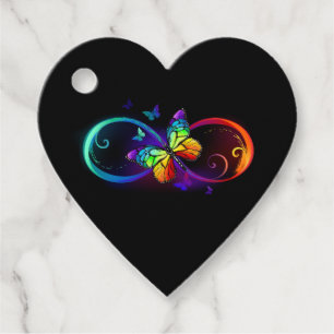 Etiquetas Para Recuerdos Infinidad vibrante con mariposa arco iris sobre ne