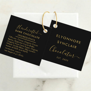 Etiquetas Para Recuerdos Ingredientes del Chocolate Negro Black Gold Script