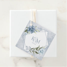 Etiquetas Para Recuerdos Iniciales Bodas de espárragos florales Dusty Blue 