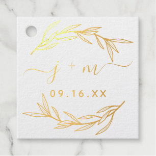 Etiquetas Para Recuerdos Iniciales de guión de hojas de laurel Boda